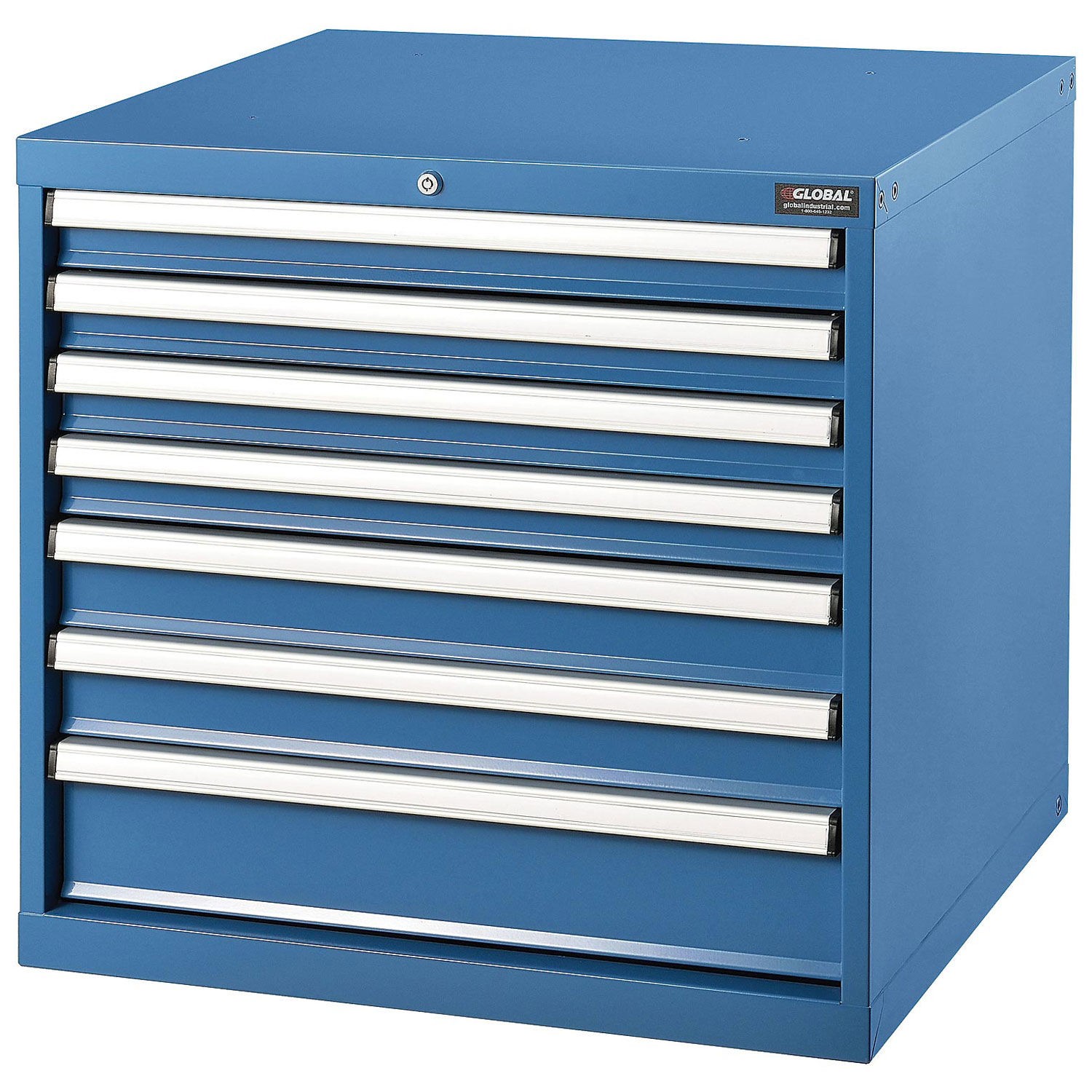 7 Drawers Modular Drawer Cabinet w/Lock 30x27x29-1/2"H Blue