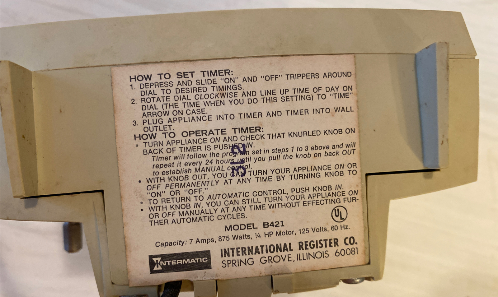 Vintage Intermatic Time-All Lamp And Appliance Control