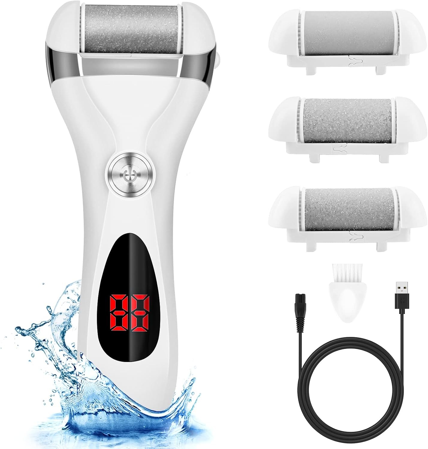 Electric Foot Callus Remover Kit, Elmchee 1 Count (Pack of 1), White