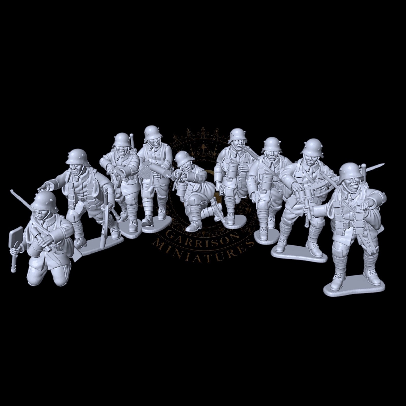 WW1 Imperial German Stormtroopers X9 28mm 1/56 Wargames & Collectors Miniatures