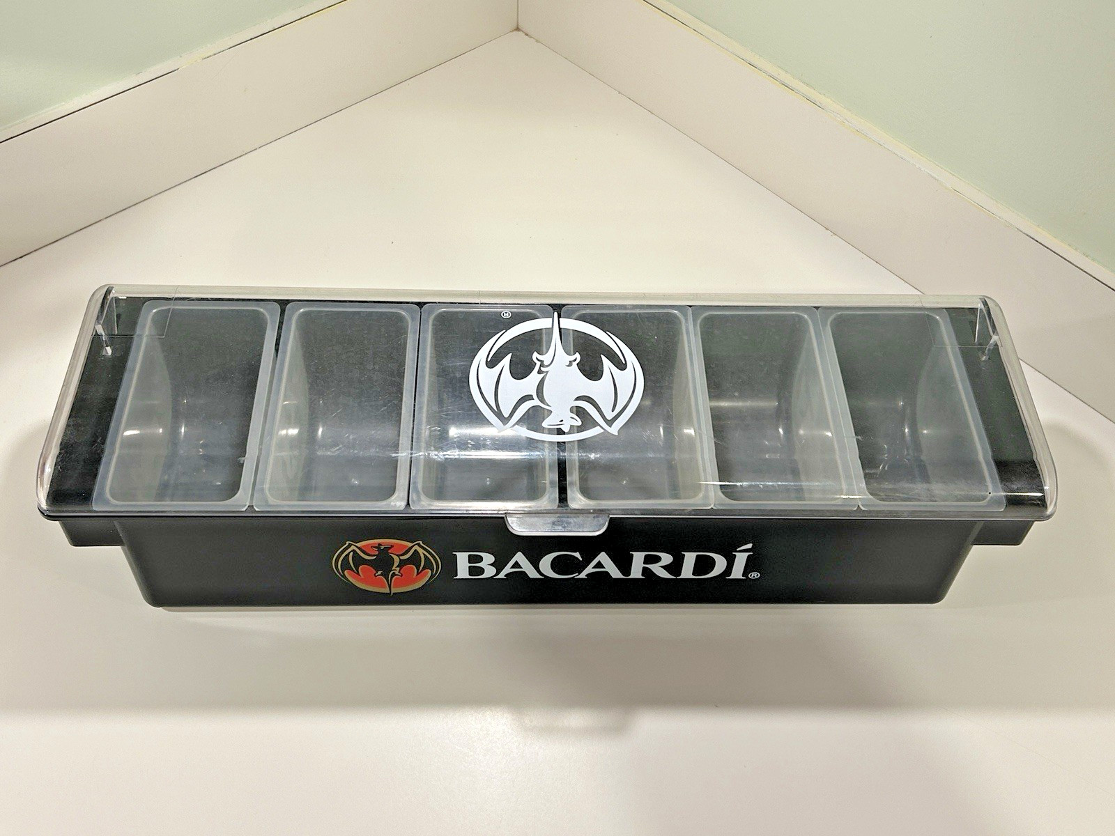 Bacardi Rum Bar Caddy Condiment Tray Six Compartments Barware Man Cave