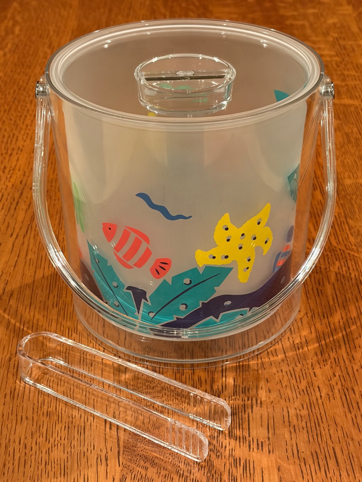 Sun Country Frosted Ice Bucket & Tongs - Retro Ocean Paradise