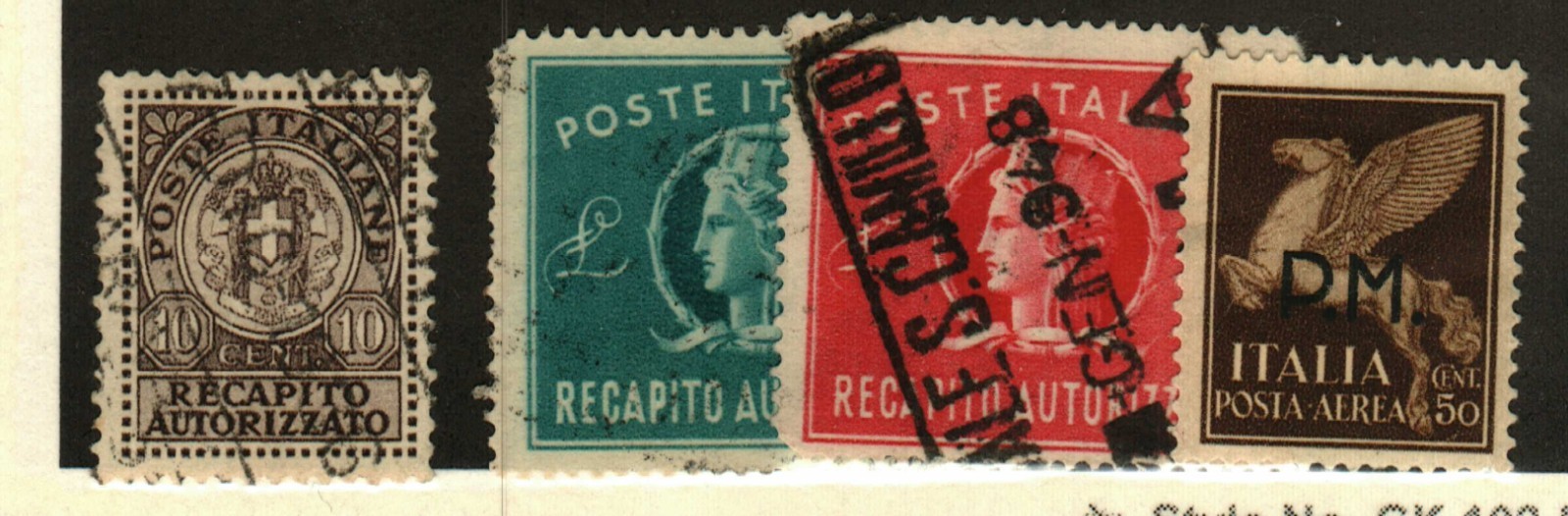 Italy #EY2, EY6-7 used, MC1 MH