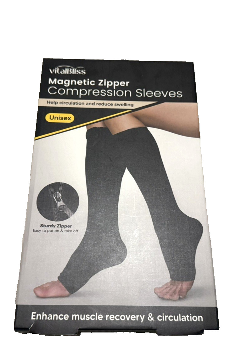 VitalBliss Magnetic Zipper Compression Sleeves Unisex Black Size S/M 1 Pair