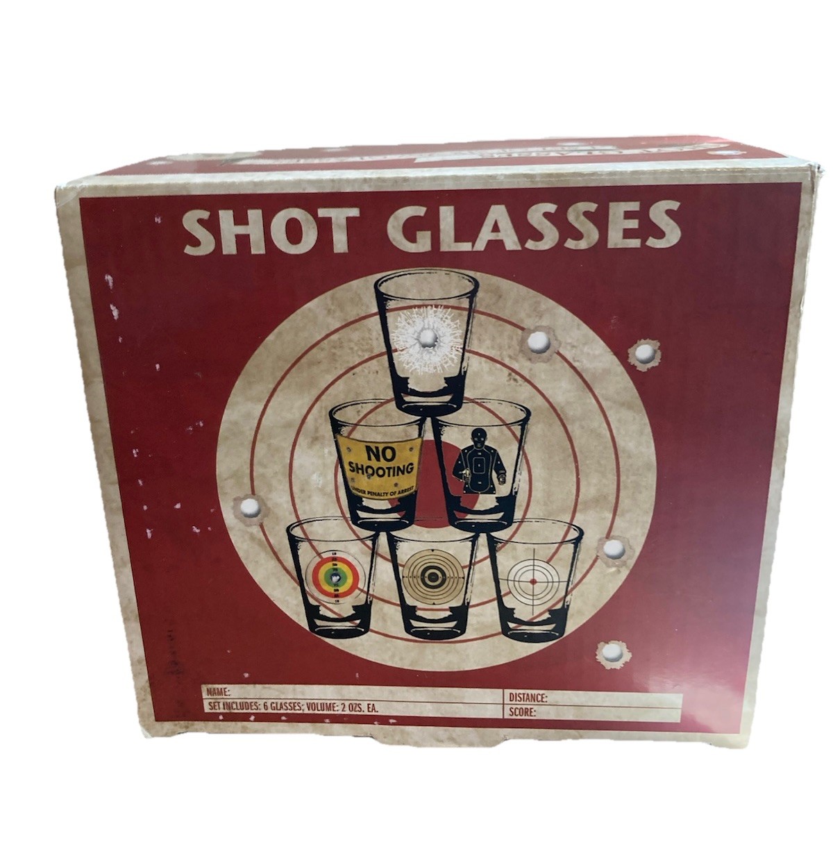 Shot Glasses Set Of Six Target Shooting Theme. Humorous .