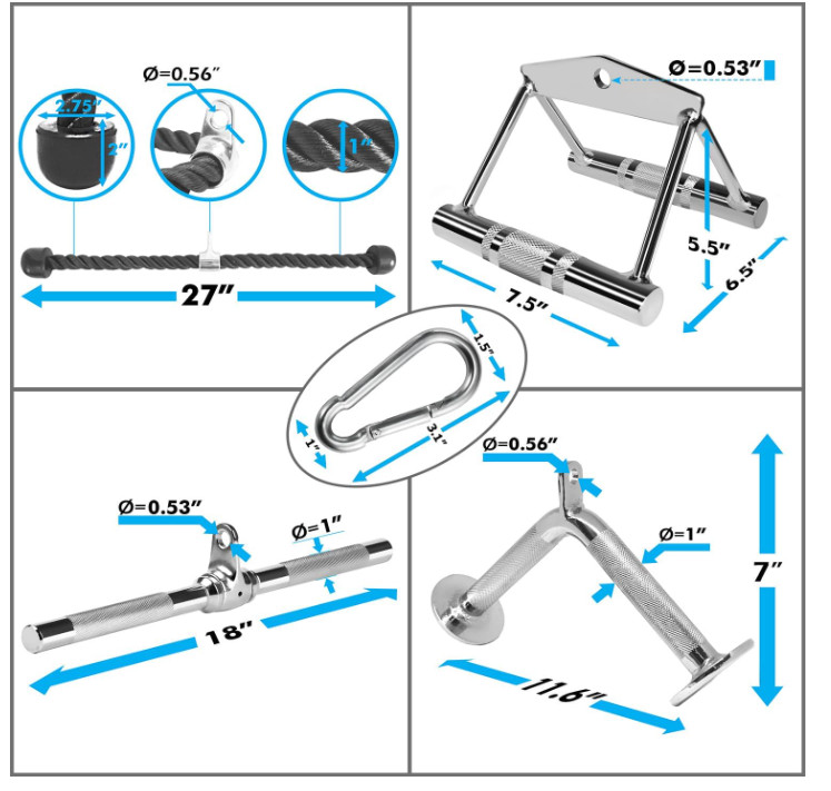 Accesorios polea gimnasio, agarres para LAT pulldown y levantamiento