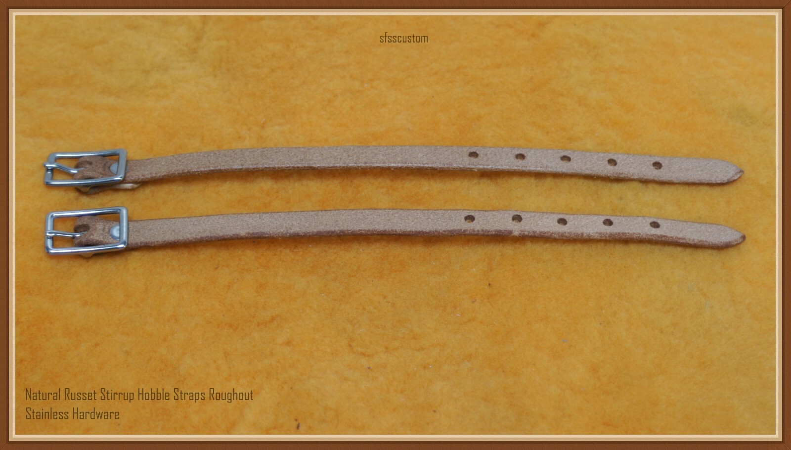Russet Stirrup Leather Hobble Straps Roughout SS Buckles-western saddle fenders