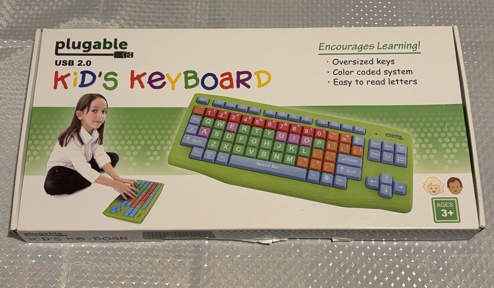 Plugable USB 2.0 EZ Type Keyboard Big Key Kids Computer- Color Coded- Easy Read