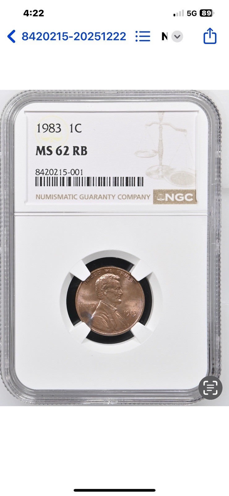 1983  1C MS 62 RB DDO REVERSE SIDE