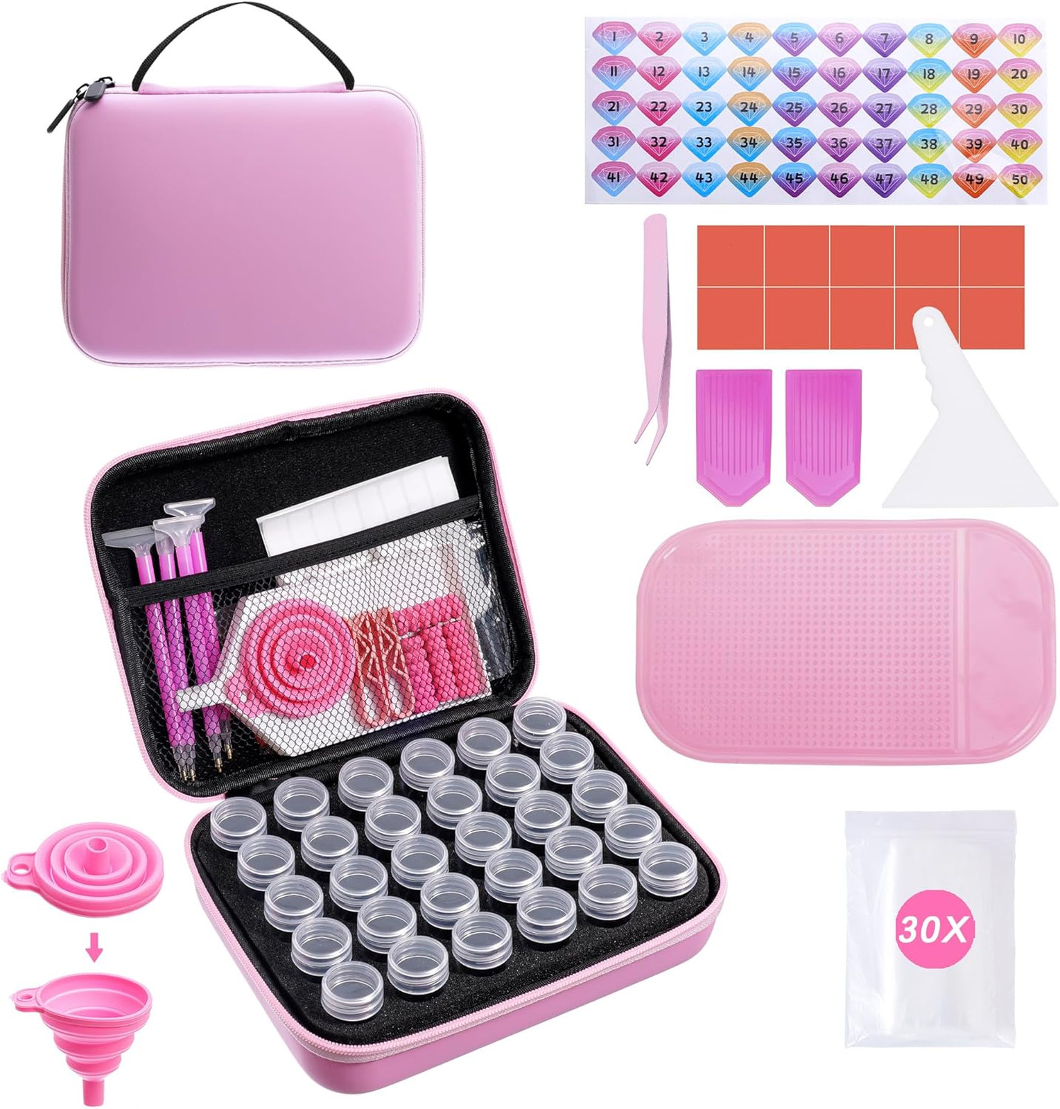 Diamond Art Storage Box 30 Slots Portable Bead Organizer for Diamond Painting