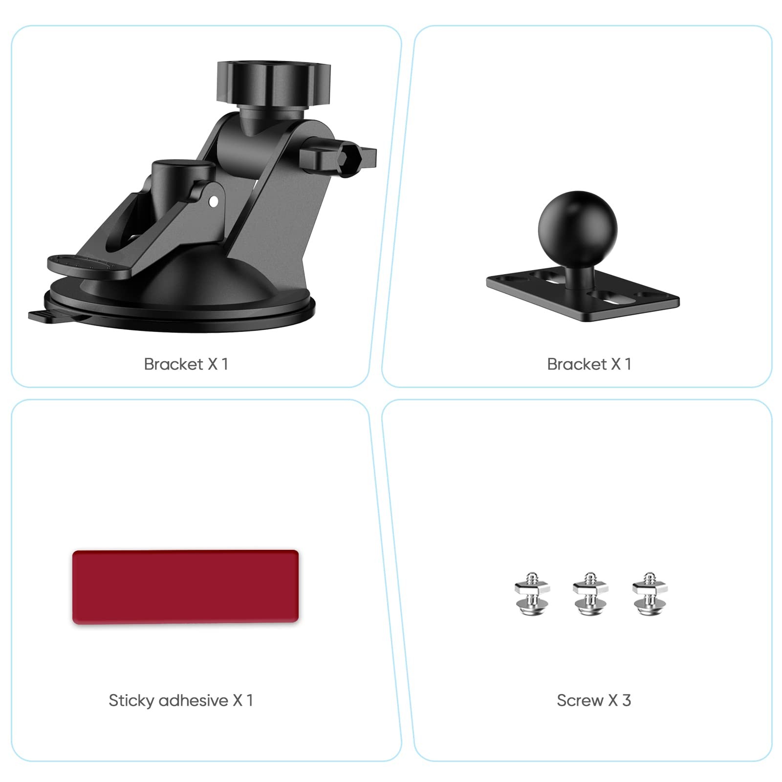 Pixelman Rear Dash Cam Mount, Camera Holder for Car Windshield Black