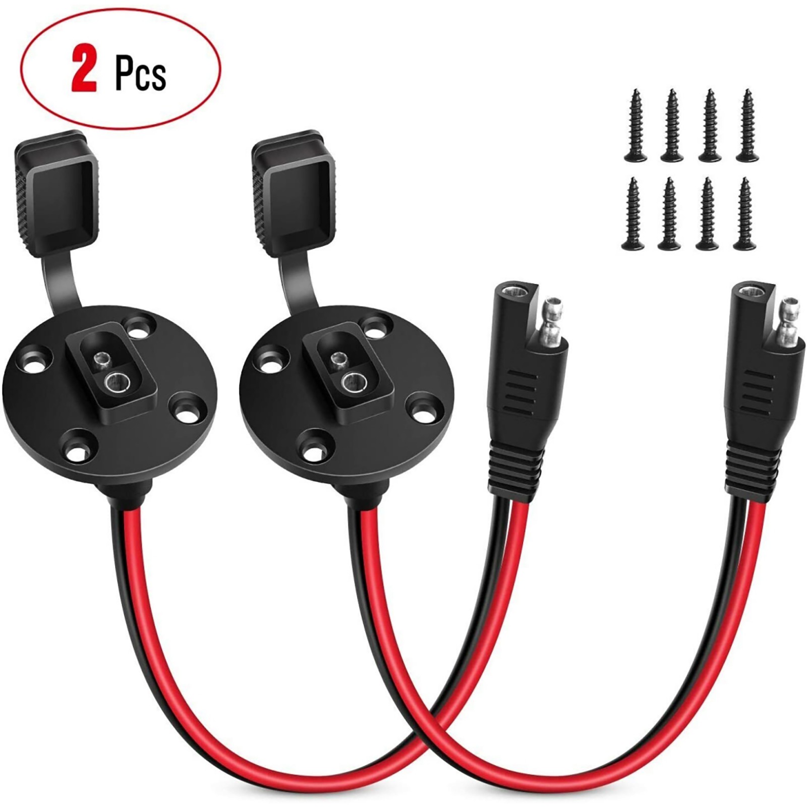 2 Pack - SAE Power Socket Sidewall Port, Weatherproof SAE Quick Connect Solar