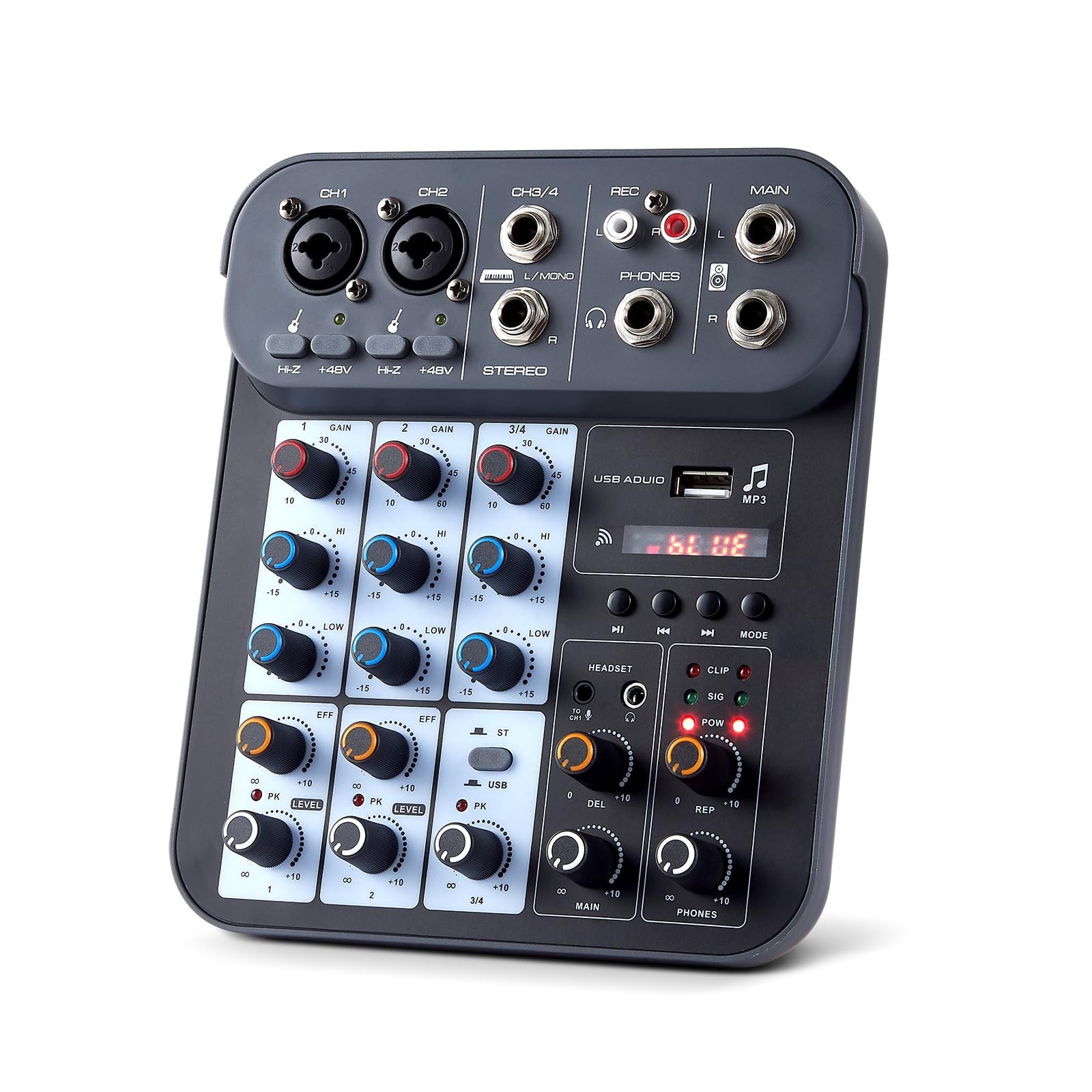 4 Channel DJ Audio Mixer, DJ Mixers Sound Board, Sound Mixer Board XLR 1/4" I...