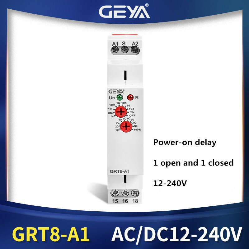 GRT8-A1 power-on delay 0.1S-10D time relay 12-240V wide voltage 35MM rail