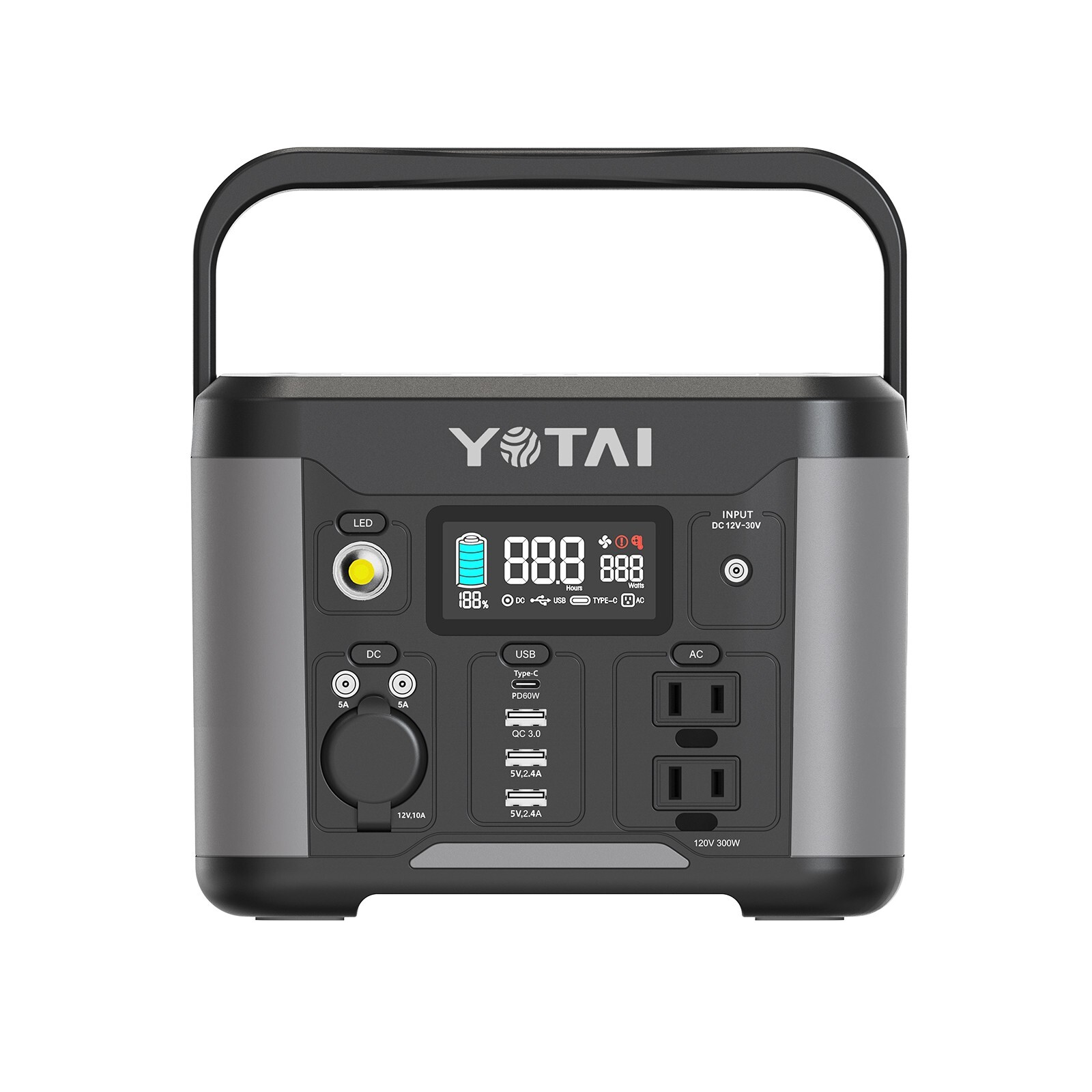 Portable Power Station 300W  90000mAh Power Bank 324Wh Battery Pack AC OutletLED