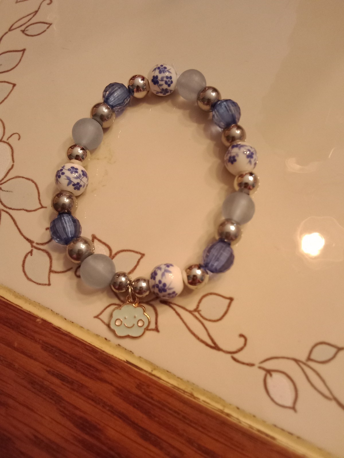 beautiful handmade beaded bracelet with blue beautiful beads