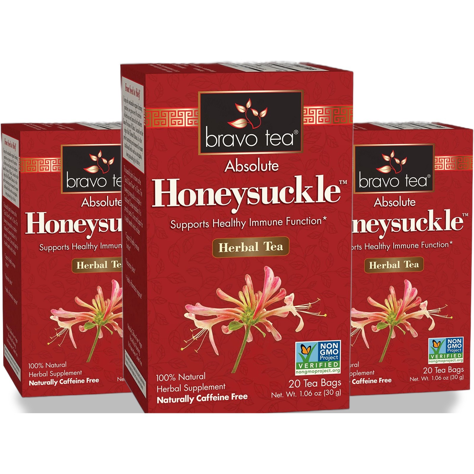 Bravo Tea Absolute Honeysuckle Herbal 20 Bags 3 Pack