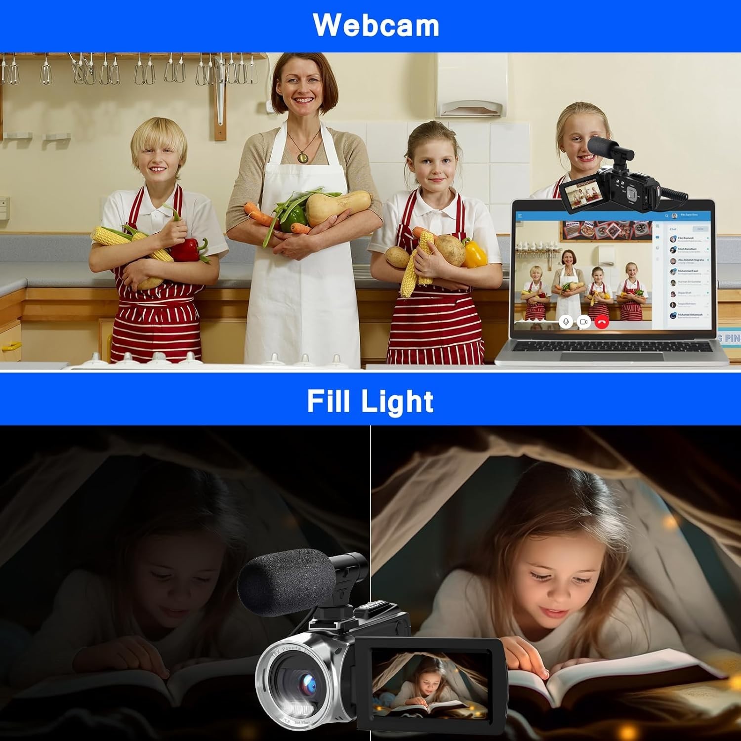 4K 60FPS Video Camera HDMI & Mic Rotatable Screen