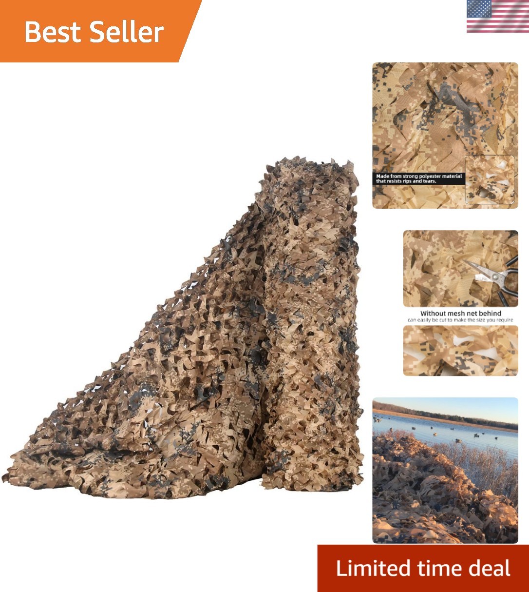 Easily Customizable Camouflage Netting - Ideal for Outdoor Activities 5x65.6ft