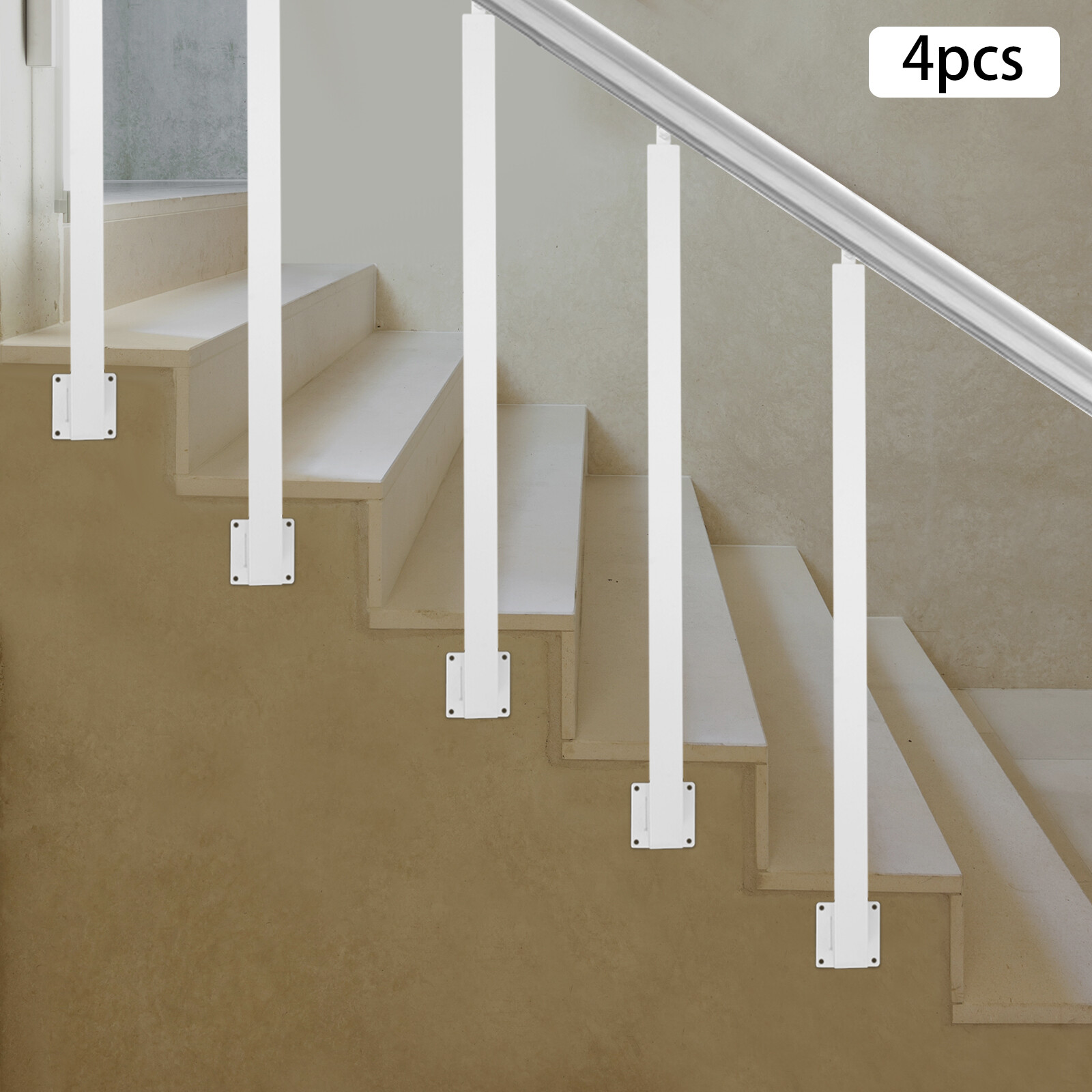 Square Stair Baluster Posts - Durable Metal Railing Decor for Stairs, White