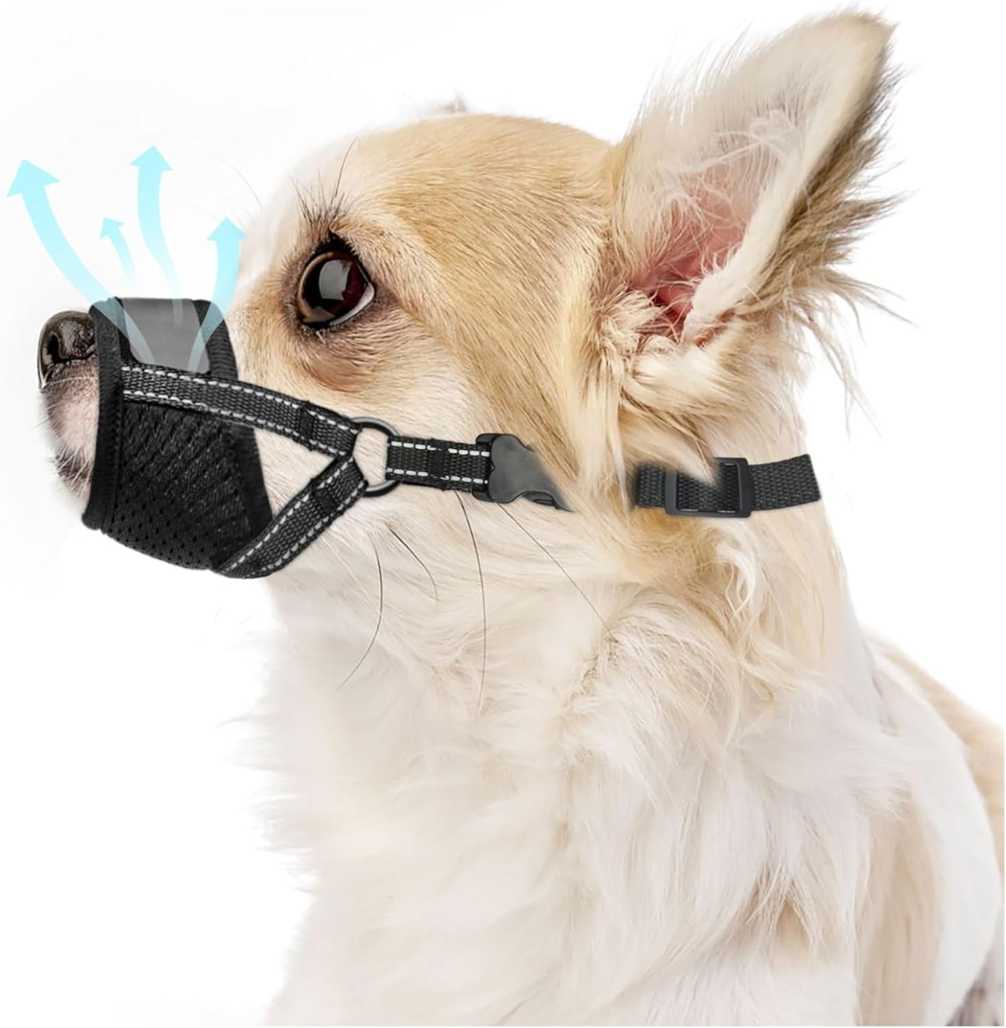 Dog Muzzle for Small Dogs - Soft Nylon Breathable Muzzle for Small Dog with A...