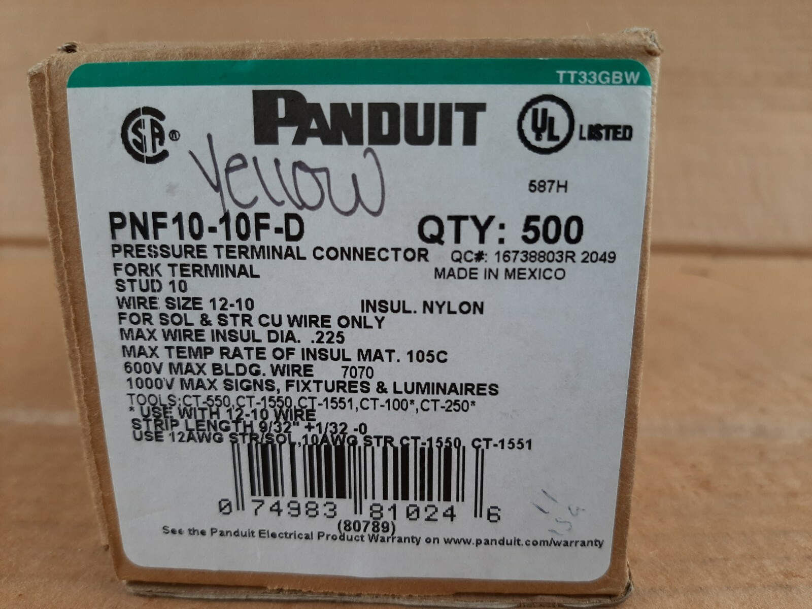 PANDUIT PNF10-10F-D Fork terminal connector - PK500 -