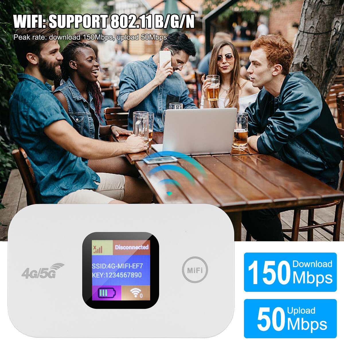 Portable LTE 4G Wireless WiFi Router Mobile Broadband MIFI LCD Hotspot 2100 mAh