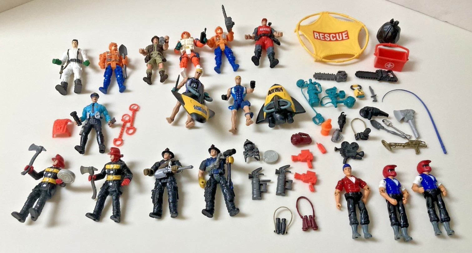 True Heroes Rescue Figures Lot + Accessories 60 Pcs Total First Responders etc.