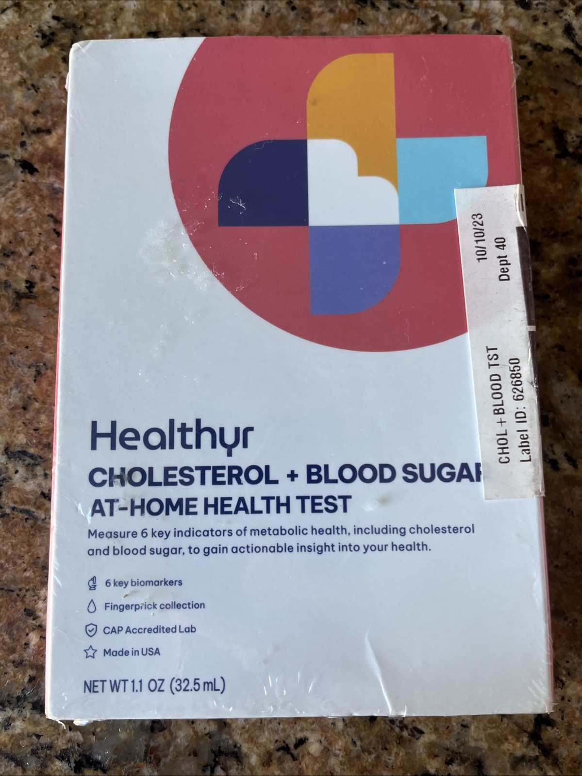 Healthyr Cholesterol + Blood Sugar, At Home Health Test, Expires 7/2025