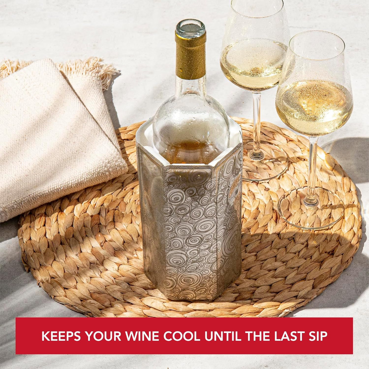 Active Wine Cooler - Flexible Insulated Chiller for Standard Size Bottles - Keep