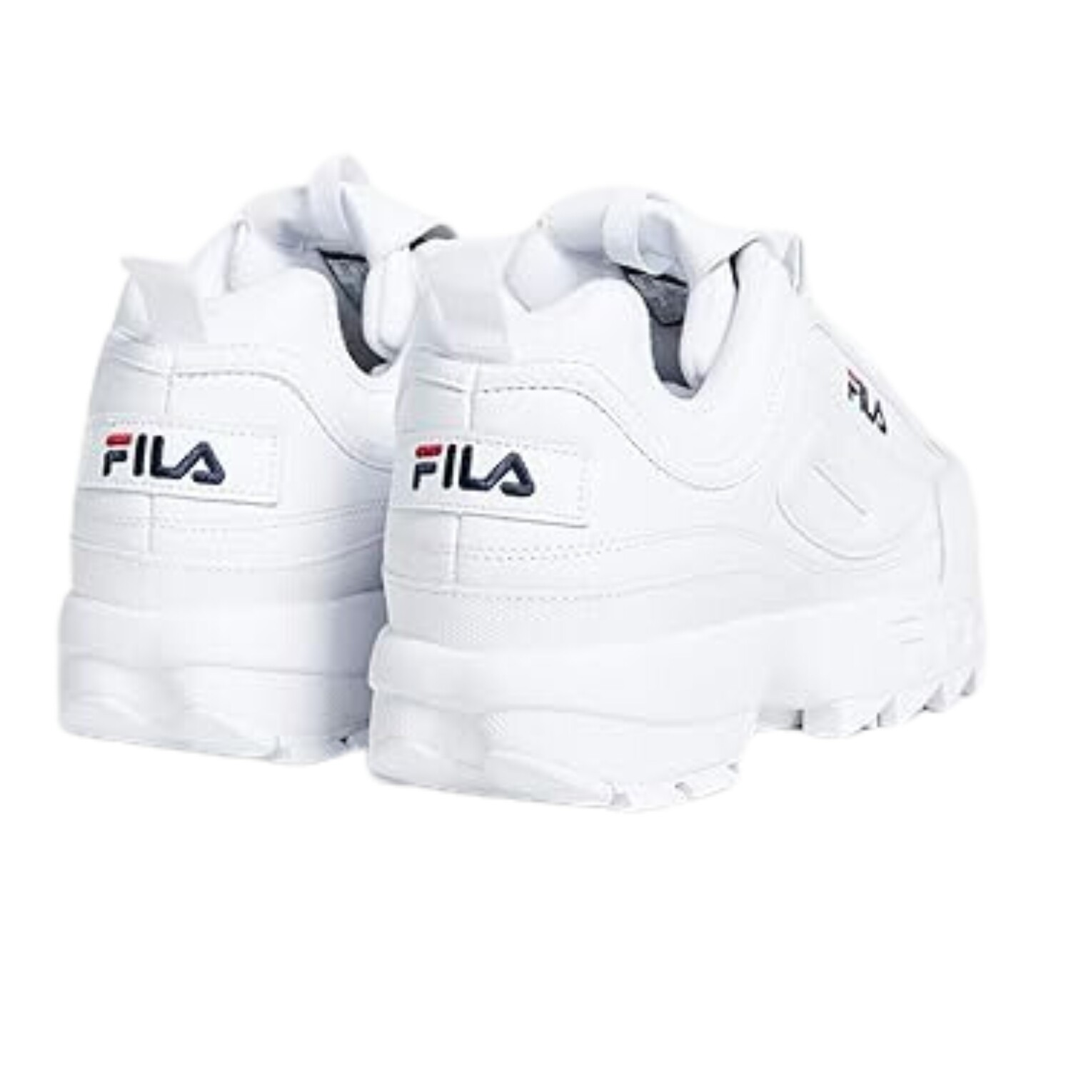 Fila Women's Disruptor 2 Premium Casual Shoes, White/Navy/Red, Size 7