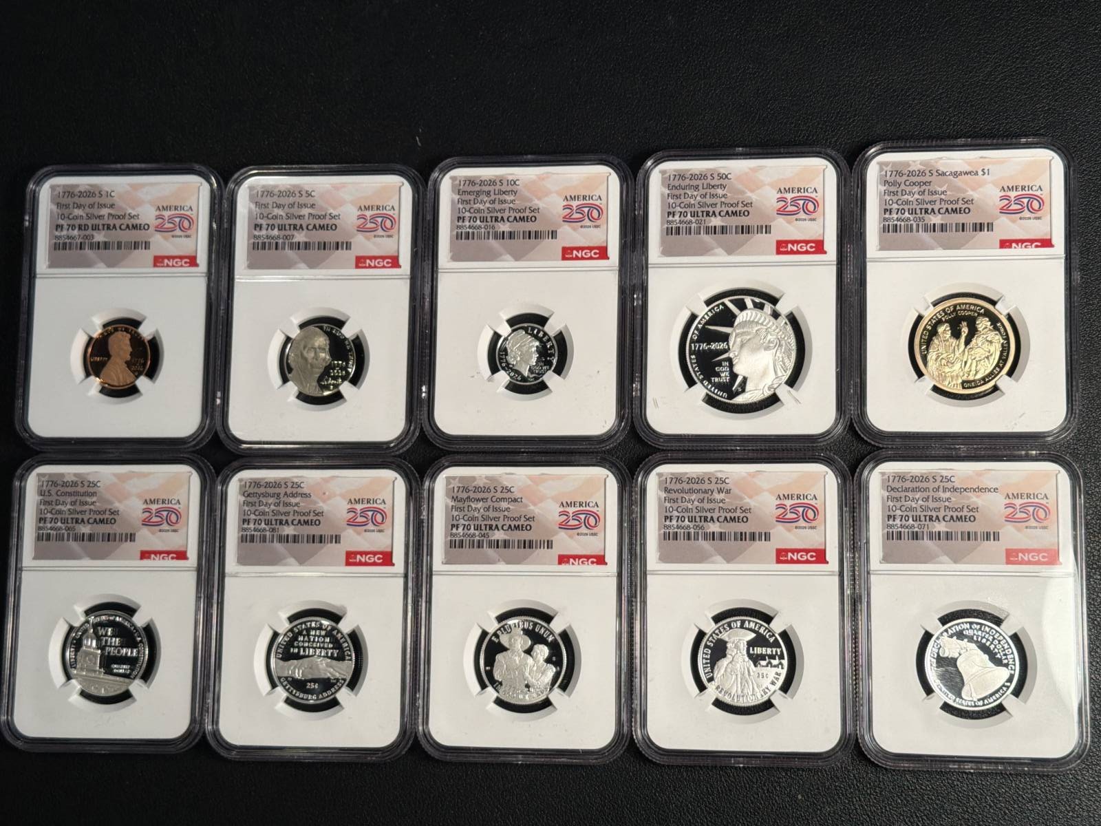 1776-2026 S Silver 10 Piece Proof Set NGC PF-70 FDOI 10-Coin Silver Proof Set