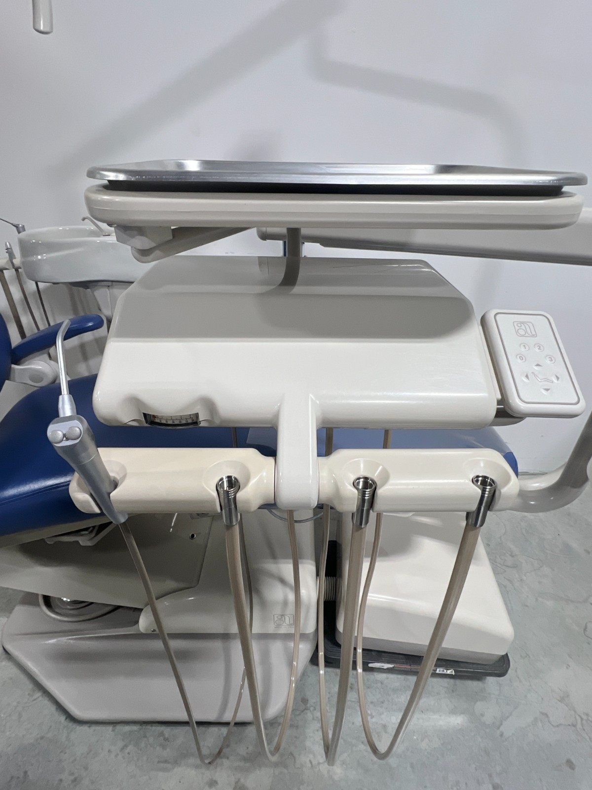 ADEC 1021 Dental Chair, Radius Delivery Unit, Cuspidor, Assistant’s Pkg & Light