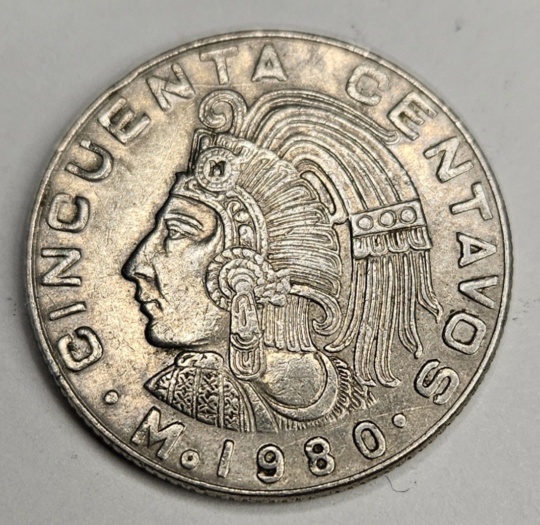 1980 Mexico Cincuenta 50 Centavos - Mexican Copper Nickel World Coin - L2