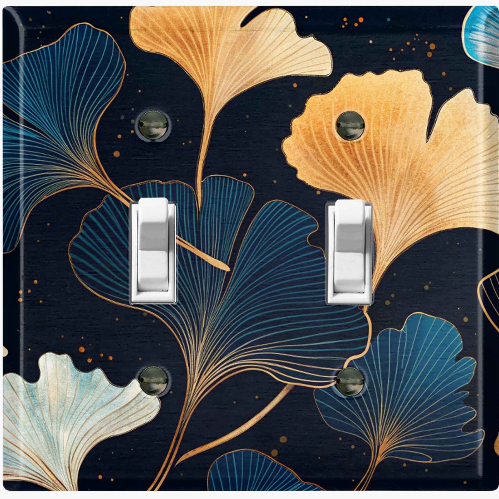 Metal Light Switch Outlet Cover Wall Plate Elegant Blue Yellow Floral FWR359