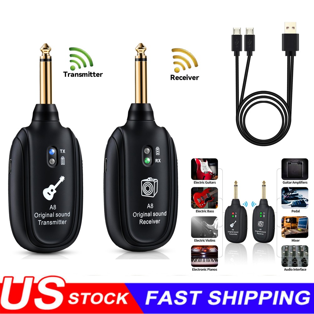 Digital Wireless Guitar System 50m Range Rechargeable Transmitter Receiver