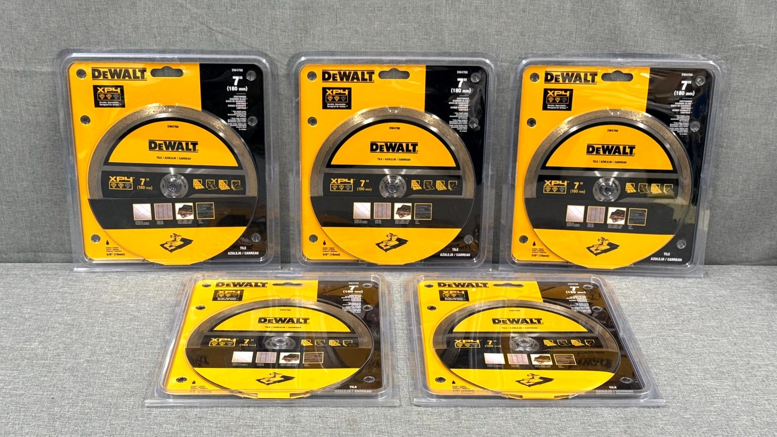 Lot of 5 DEWALT DW4766 7'' Wet Continuous Diamond Tile Saw Blade