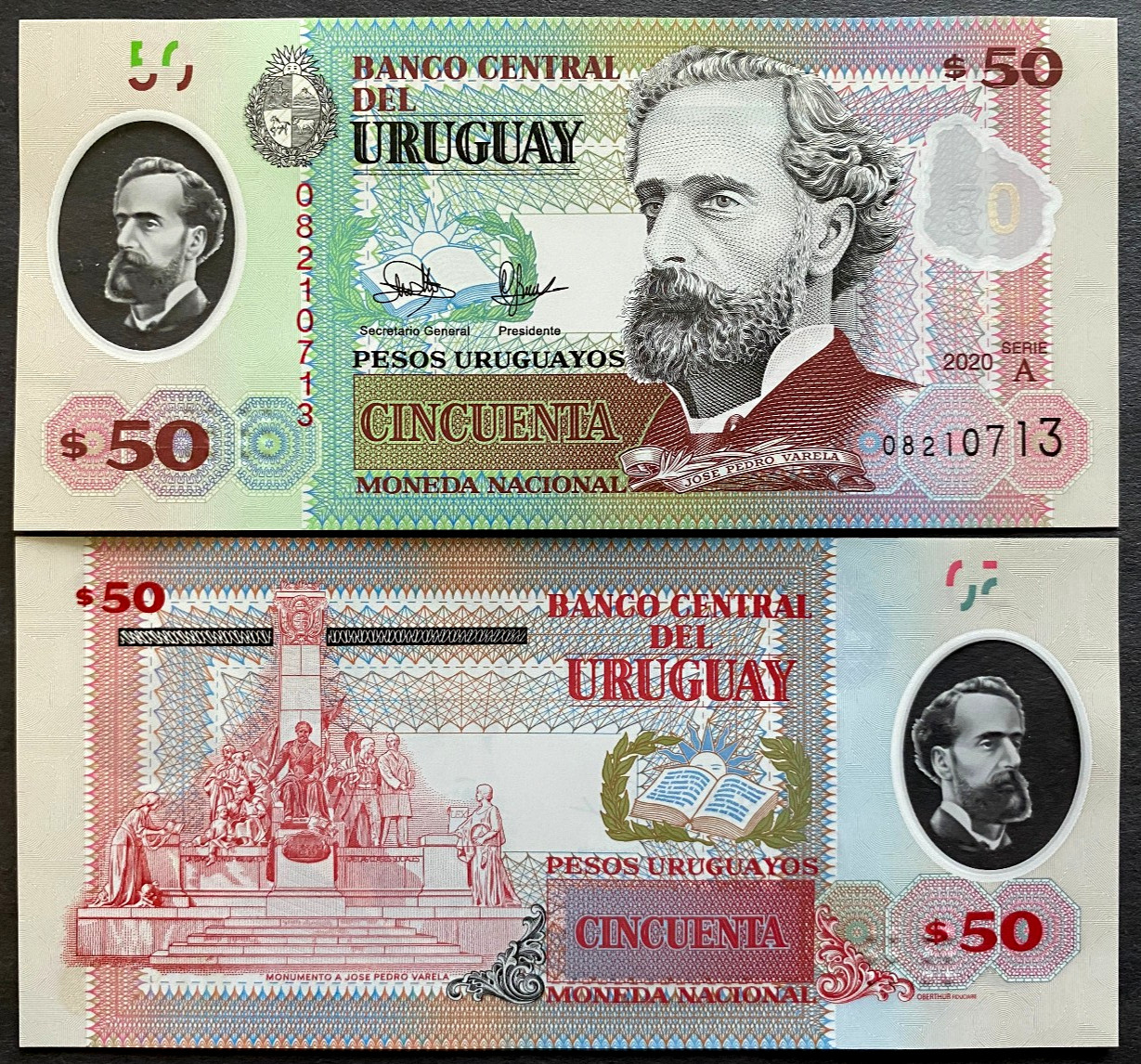 URUGUAY 50 Pesos 2020 Polymer Banknote World Paper Money UNC Currency Bill Note