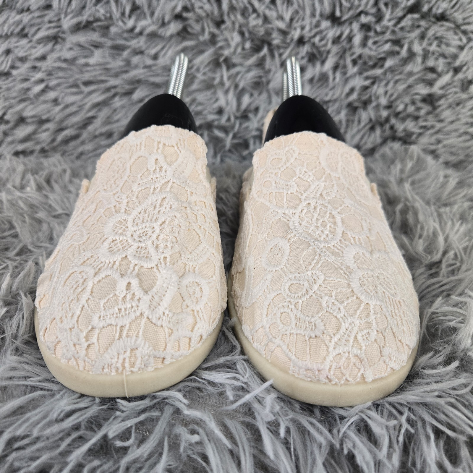 Airwalk Womens 9 Cream Floral Crochet Lace Slip On Alpargata Flats