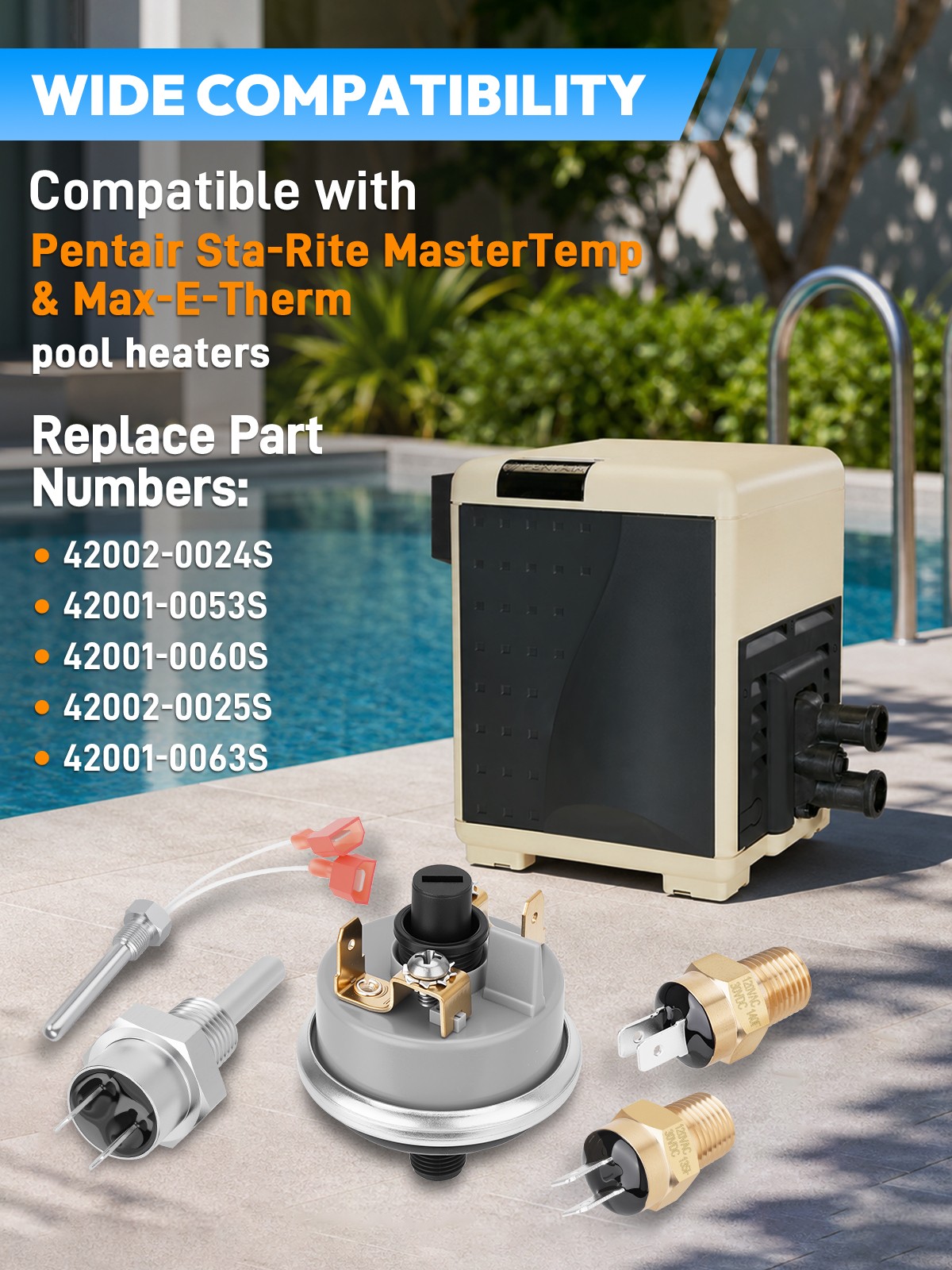 Pool Heater Repair Kit For Pentair Sta Rite Mastertemp & Max-E-Therm 42002-0024S