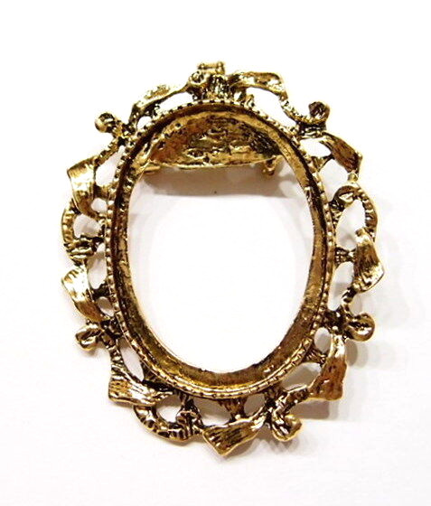 4 of 40x30mm Antique Gold Vintage Old Style Ribbon Brooch Pin &Pendant Settings