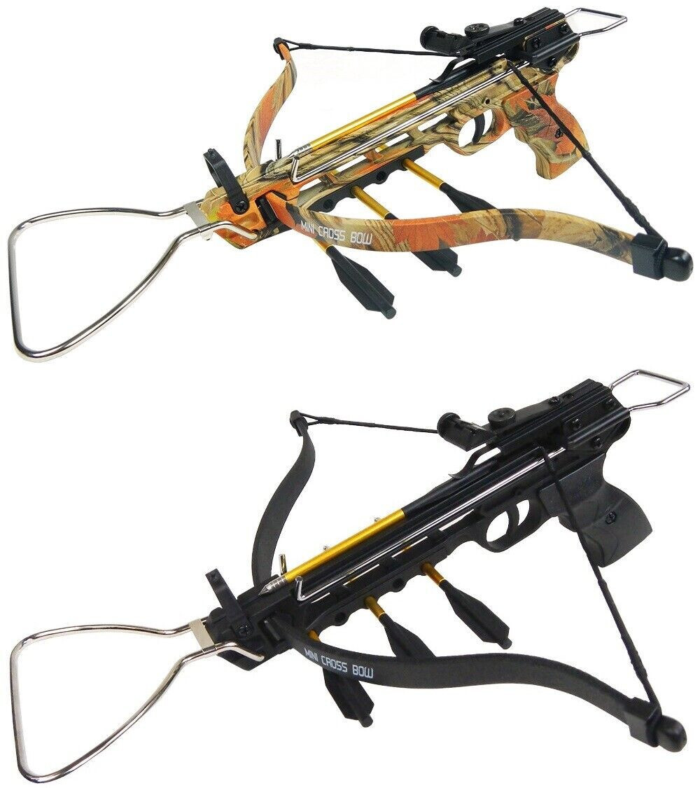 80 lb Black / Camo Aluminum Pistol Hunting Crossbow bow +15 Arrows 150 Mini