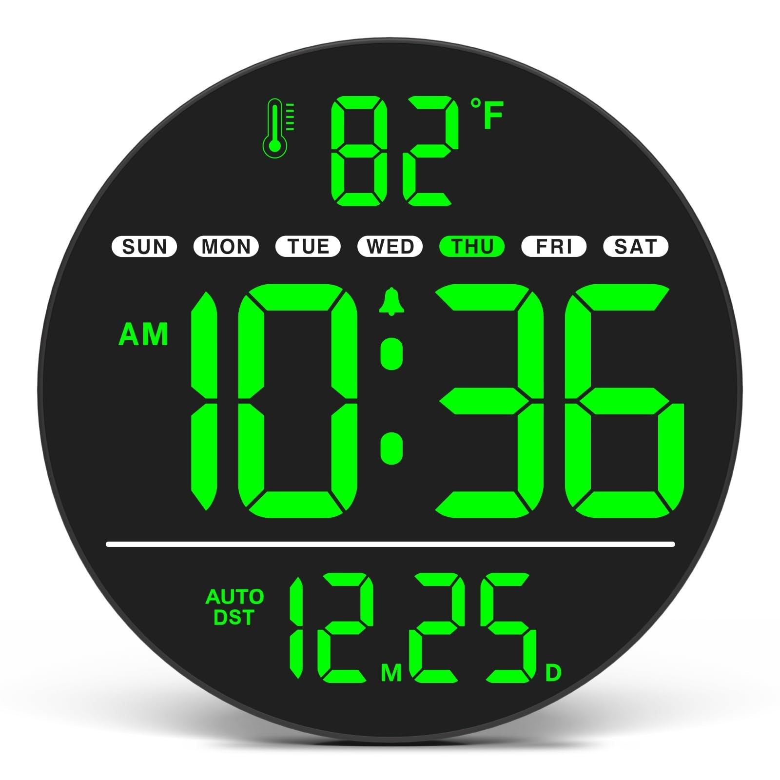 Electric Large Digital Wall Clock with LED Display | PLUG IN clock with Tempe...