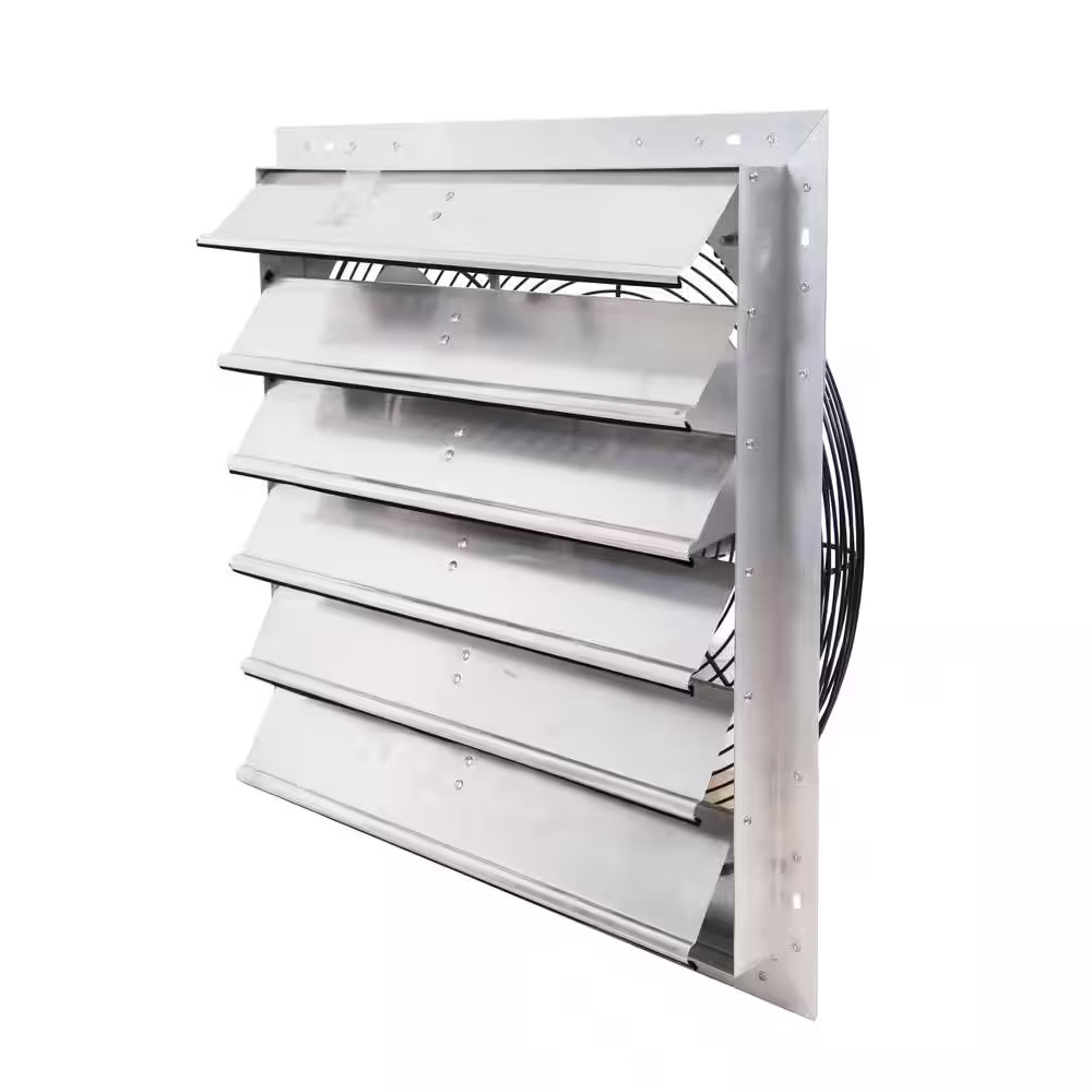 4450 CFM Shutter Exhaust Fan Wall Mounted, Dual Speed, 24 In. Propeller
