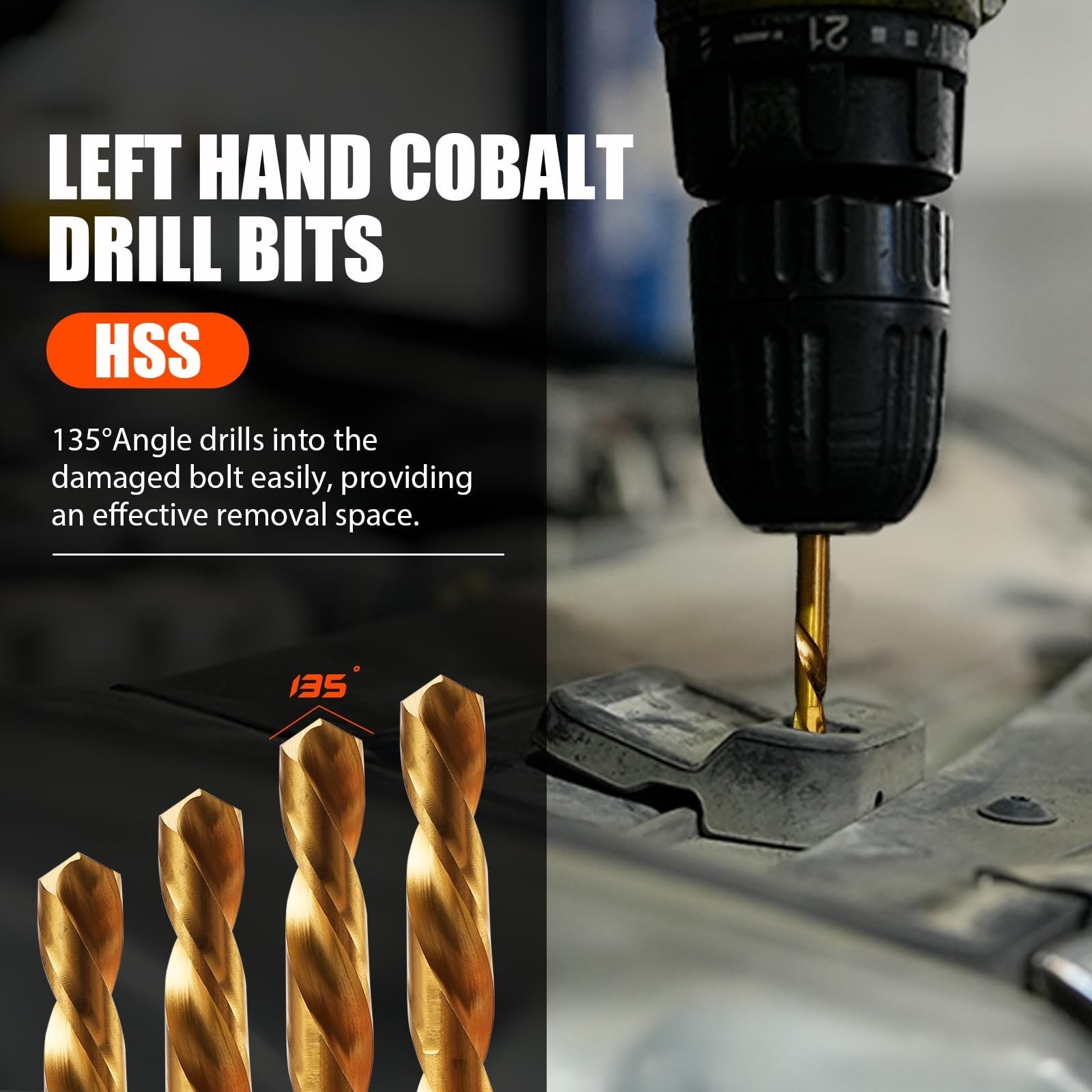 26Pcs Bolt Extractor Kit, Left Hand Drill Bit, Heavy Duty Tool Set