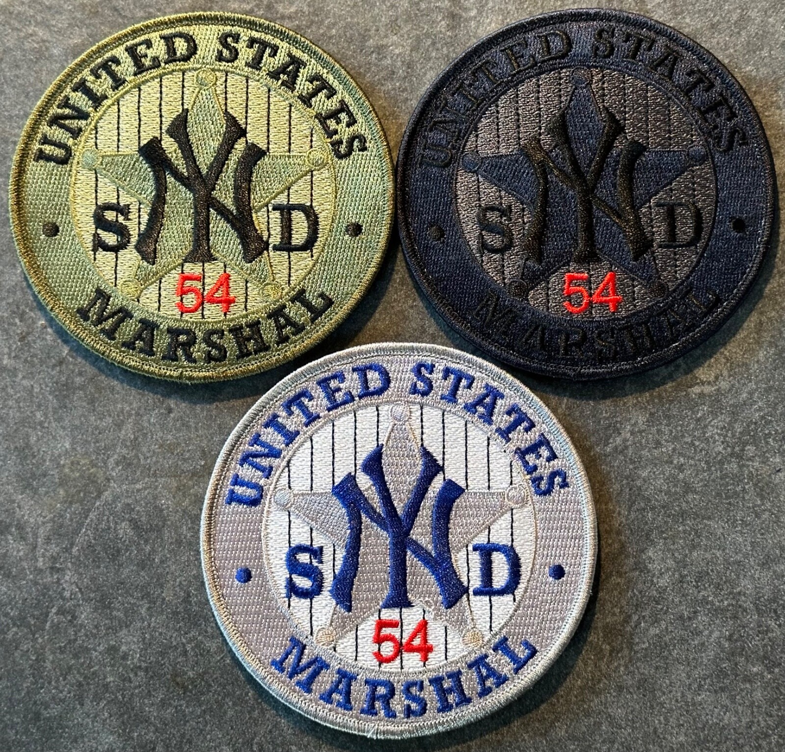 US Marshals Service - Souther District of NY “YANKEES - 54” set OD +FC+B patches