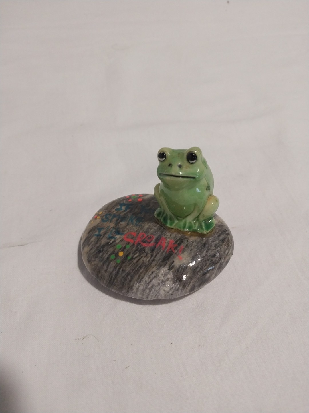 Vintage Pet Frog Rock Resin Frog On Rock Says "If You Smoke I'll  Croak "