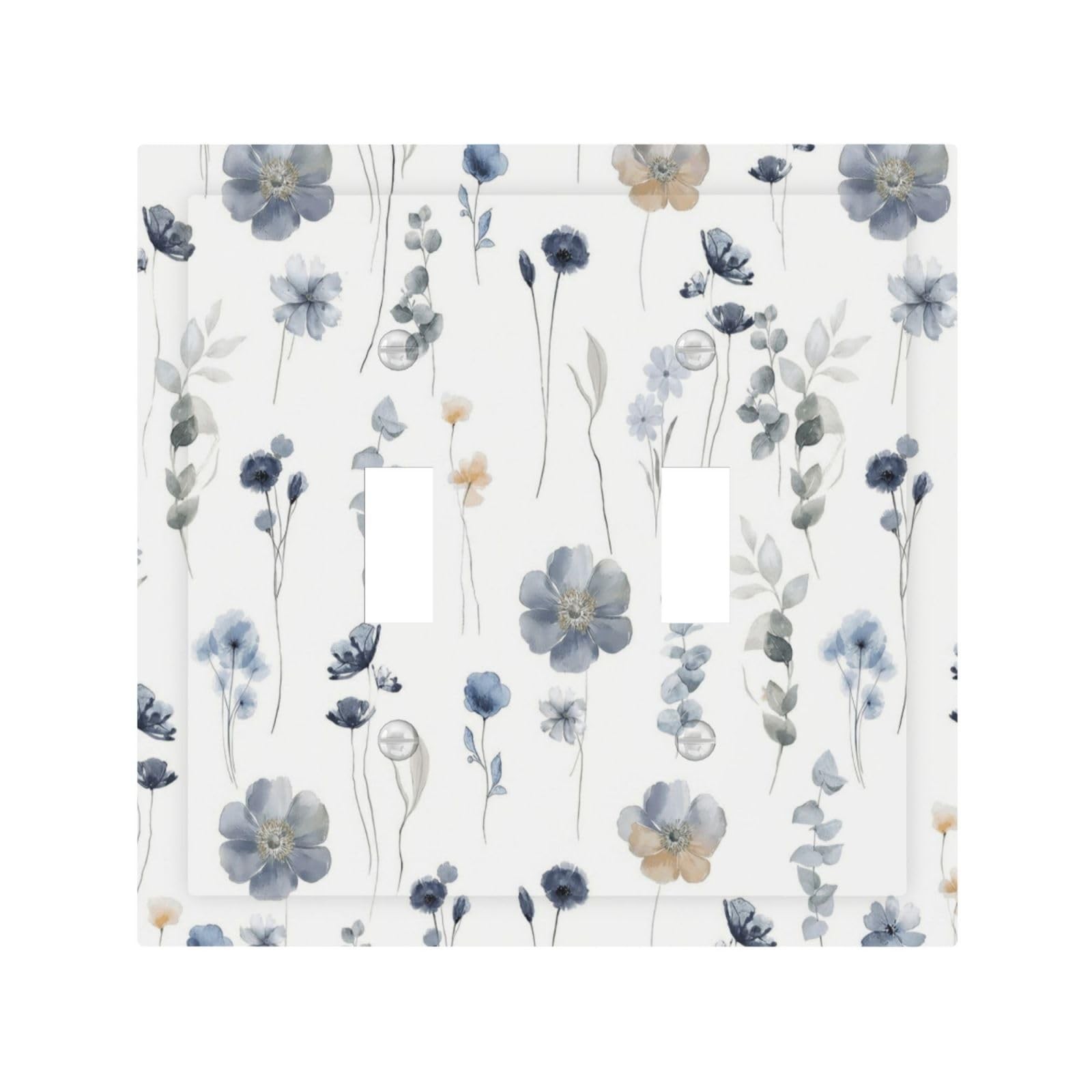 Artoadecs 2 Gang Toggle Switch Plate Vintage Blue White Floral