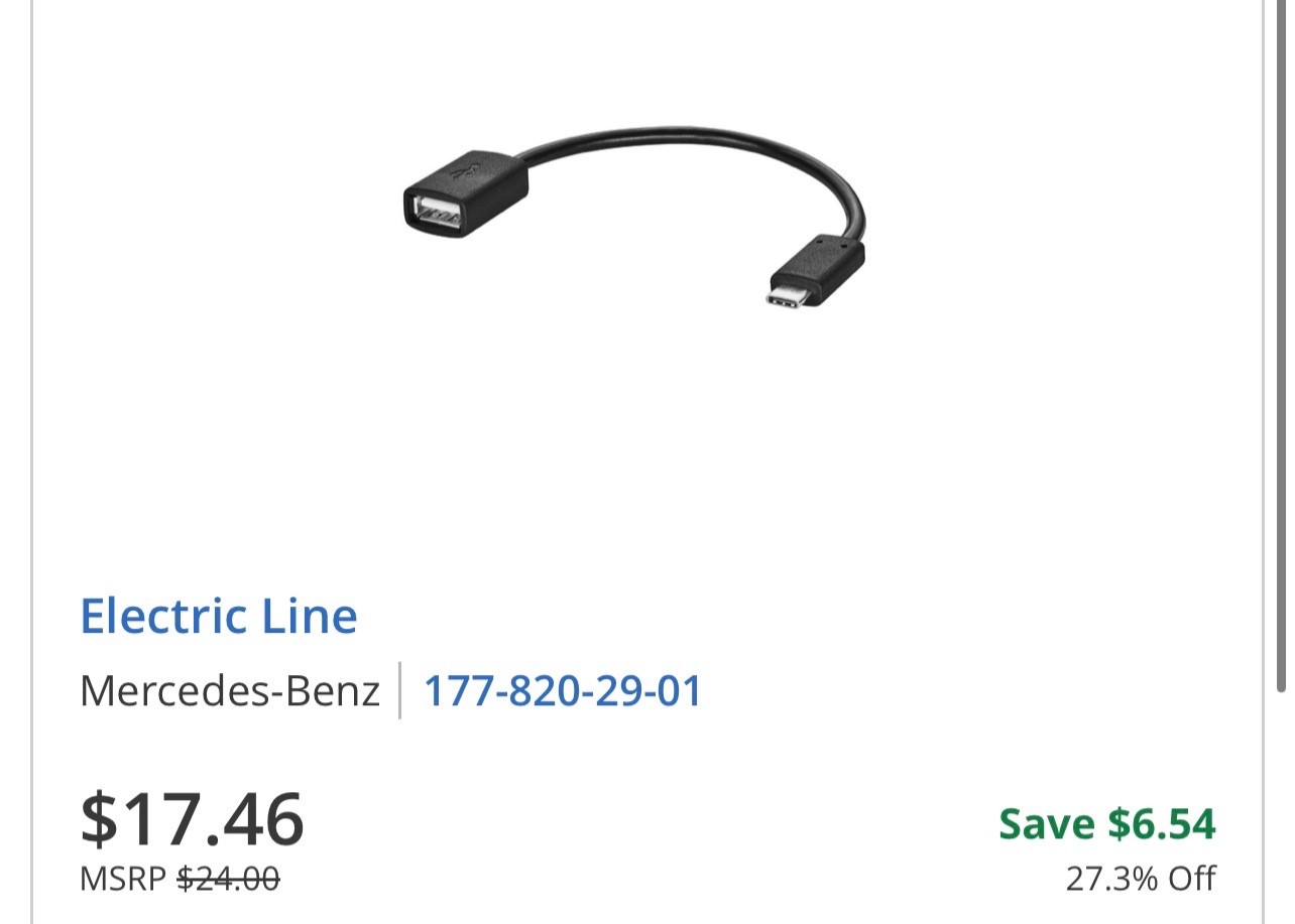 Genuine MercedesBenz USB-C Brand New Sealed Media Interface Cable A1778202901