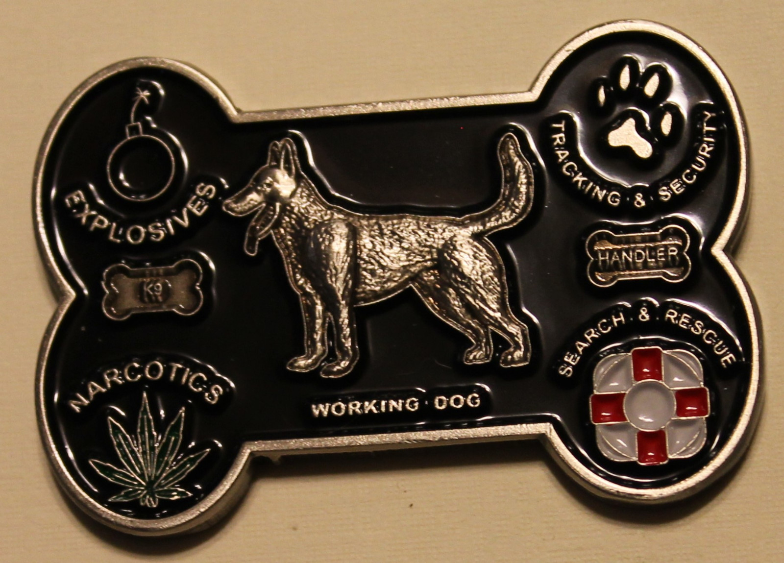 K9 Handler / Team BAD TO THE BONE Army Navy Marine Air Force Challenge Coin